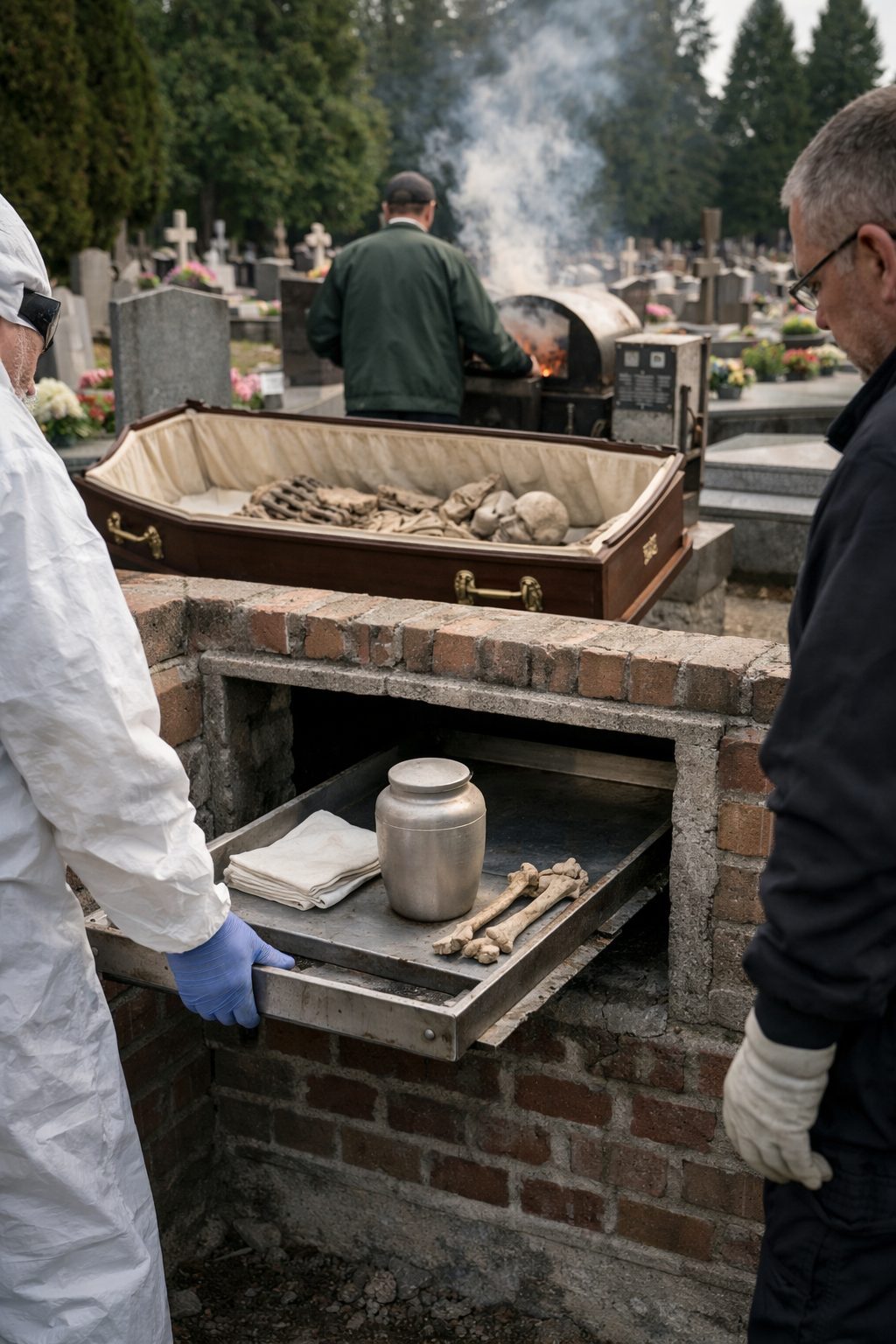 Réduction de corps au cimetière lors de démarches funéraires dans un caveau familial