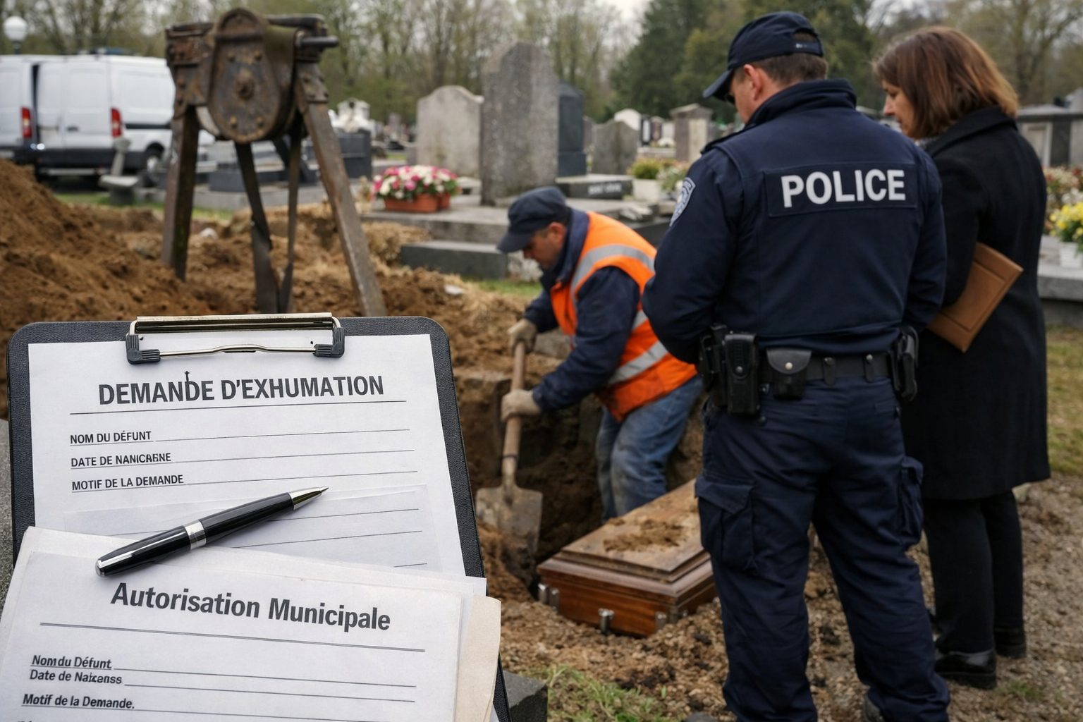 Demande d’exhumation dans un cimetière avec autorisation municipale et vérifications administratives nécessaires