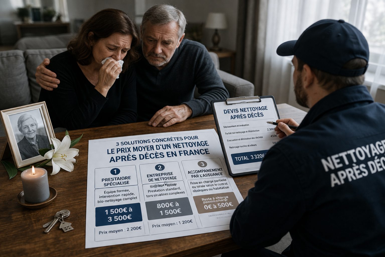 Consultation avec une entreprise spécialisée sur le prix moyen d’un nettoyage après décès en France