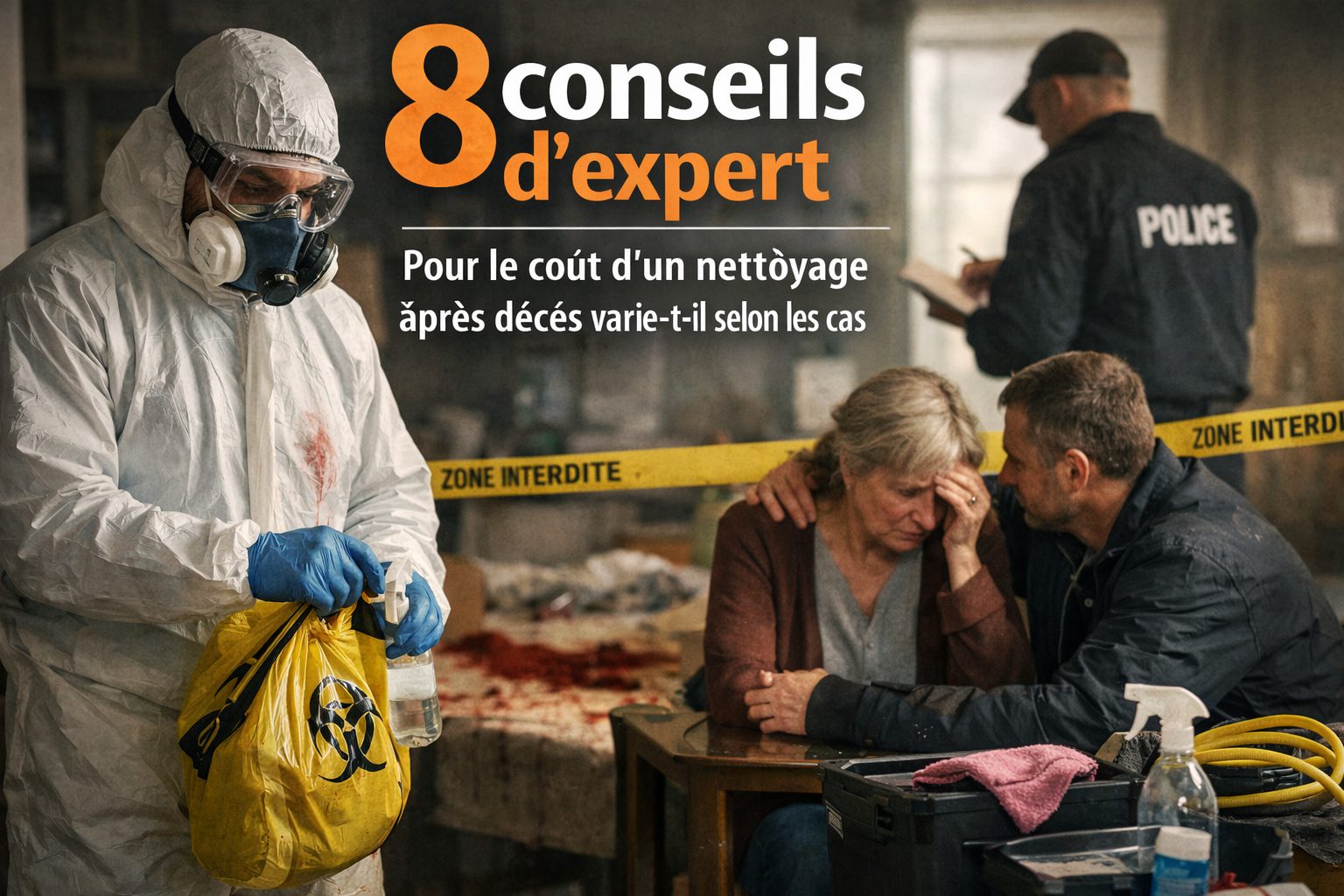 Technicien spécialisé en nettoyage après décès dans un logement, image illustrative sur le coût variable d’une intervention selon les cas