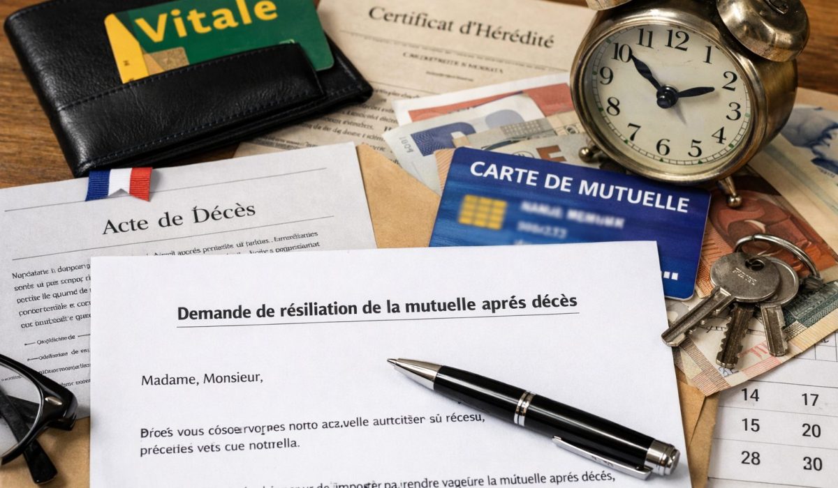 Documents pour résilier une mutuelle après décès avec lettre, acte de décès, carte de mutuelle et justificatifs administratifs