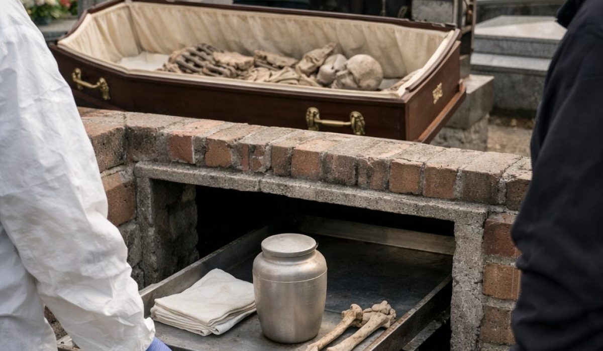 Réduction de corps au cimetière lors de démarches funéraires dans un caveau familial