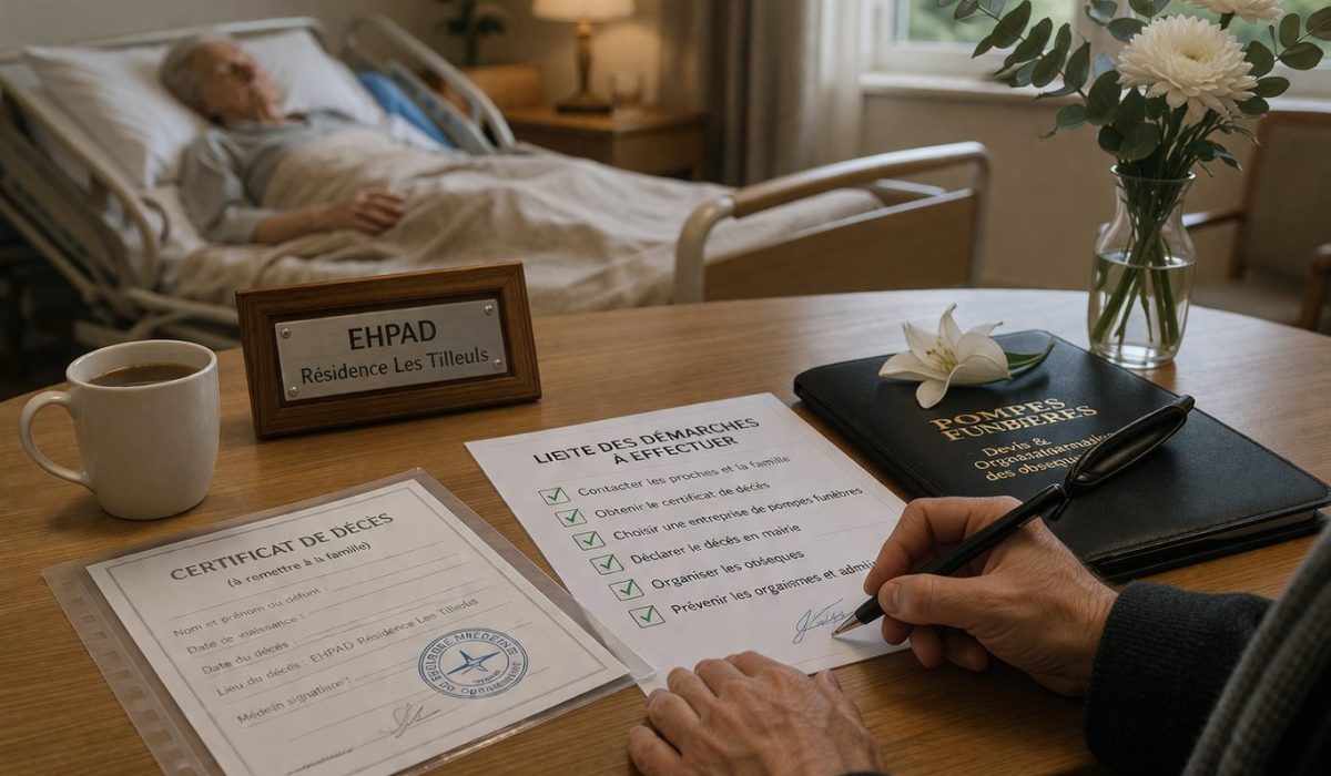 Formalités à accomplir après un décès en EHPAD ou en maison de retraite, avec documents administratifs et organisation des obsèques