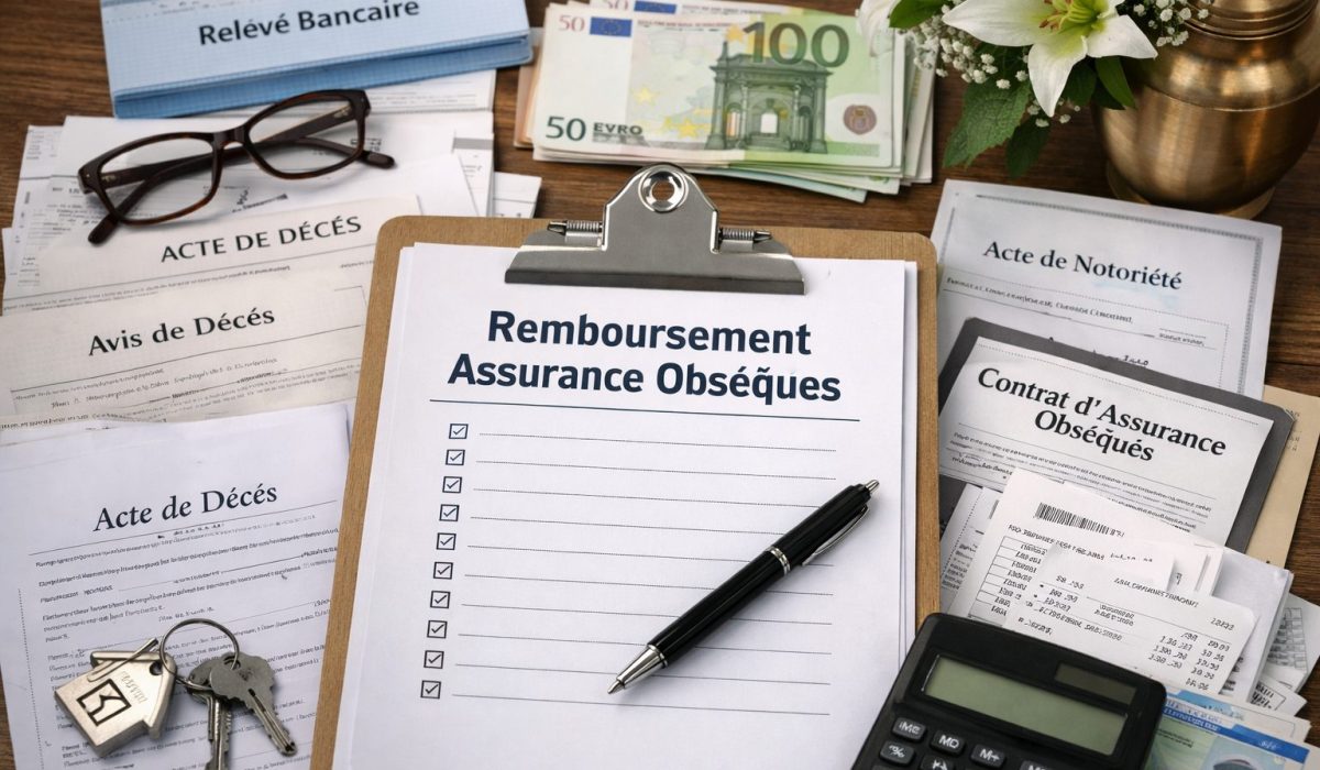 Documents nécessaires pour obtenir le remboursement d’une assurance obsèques avec contrat, acte de décès, facture, relevé bancaire et calculatrice