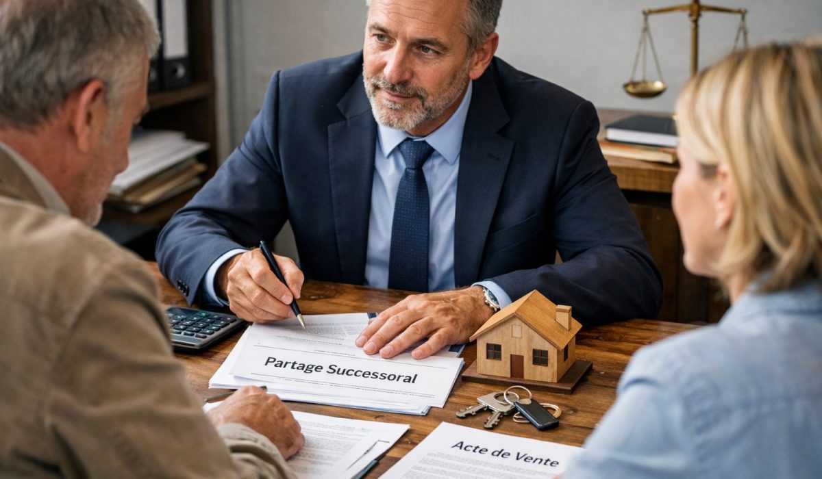 Expert en indivision successorale présentant des solutions de vente, rachat ou partage à des héritiers