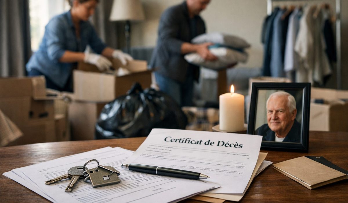 Locataire décédé : documents de résiliation du bail, clés du logement et proches en train de vider l’appartement