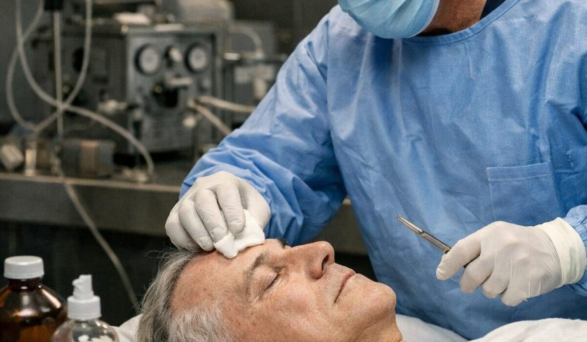 Thanatopracteur réalisant des soins de conservation sur un défunt en salle technique, illustration du coût et du caractère obligatoire de la thanatopraxie.