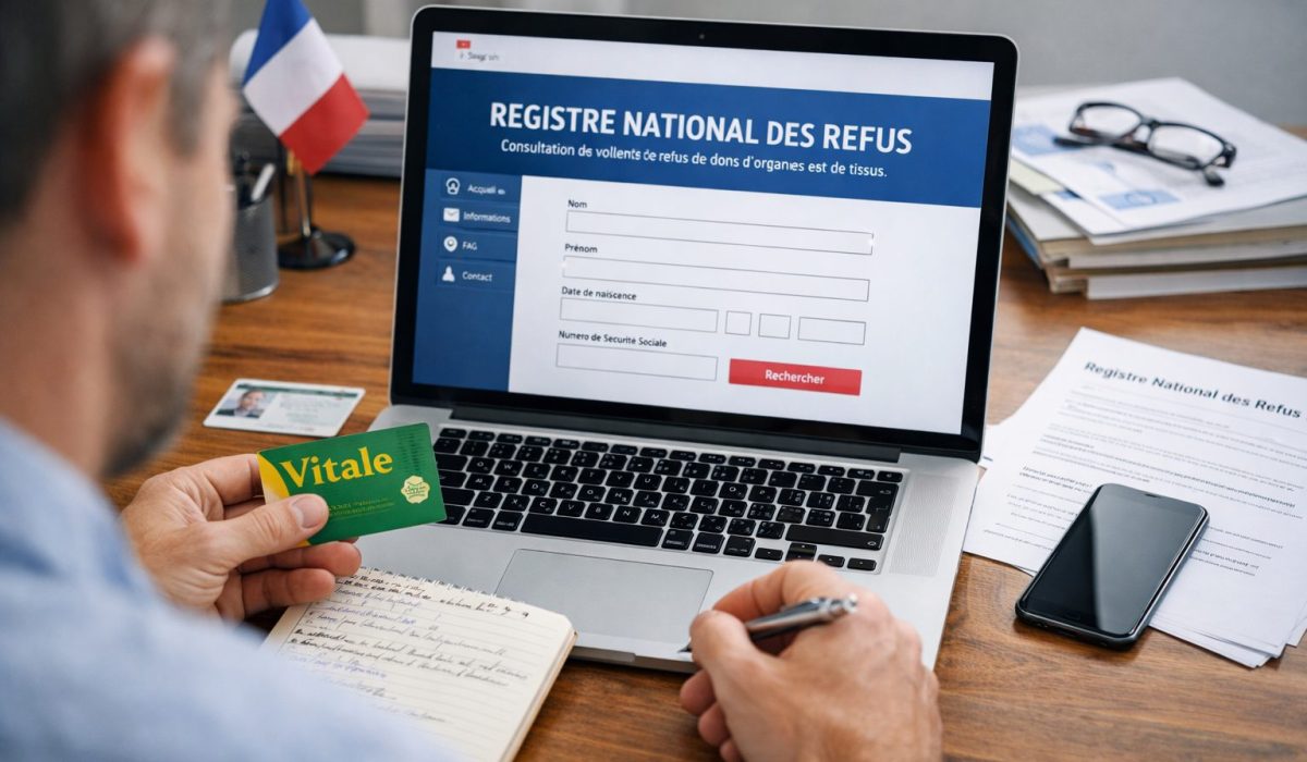 Consultation du Registre national des refus sur ordinateur avec documents administratifs en France